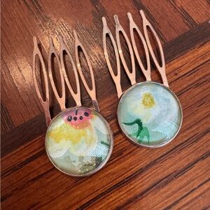 Vintage Wallpaper Handmade Hair Combs Floral Accessories